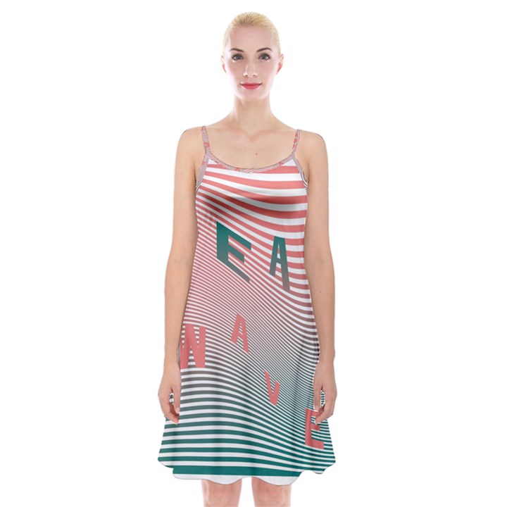 Heat Wave Chevron Waves Red Green Spaghetti Strap Velvet Dress