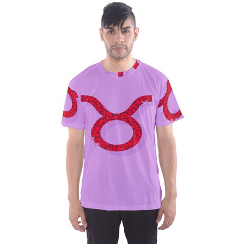 Illustrated Zodiac Purple Red Star Polka Circle Men s Sport Mesh Tee by Mariart