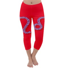 Illustrated Zodiac Red Purple Star Polka Dot Capri Winter Leggings  by Mariart