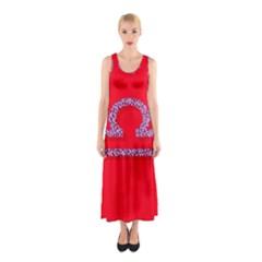 Illustrated Zodiac Red Purple Star Polka Sleeveless Maxi Dress by Mariart