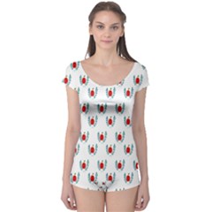 Sage Apple Wrap Smile Face Fruit Boyleg Leotard  by Mariart