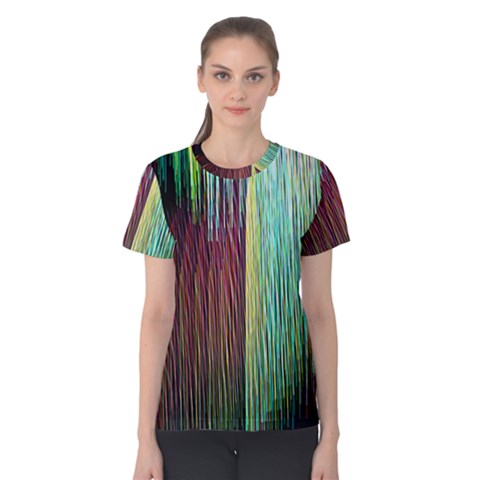 Screen Shot Line Vertical Rainbow Women s Cotton Tee by Mariart