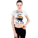 Rainbow sheep Crew Neck Crop Top View1