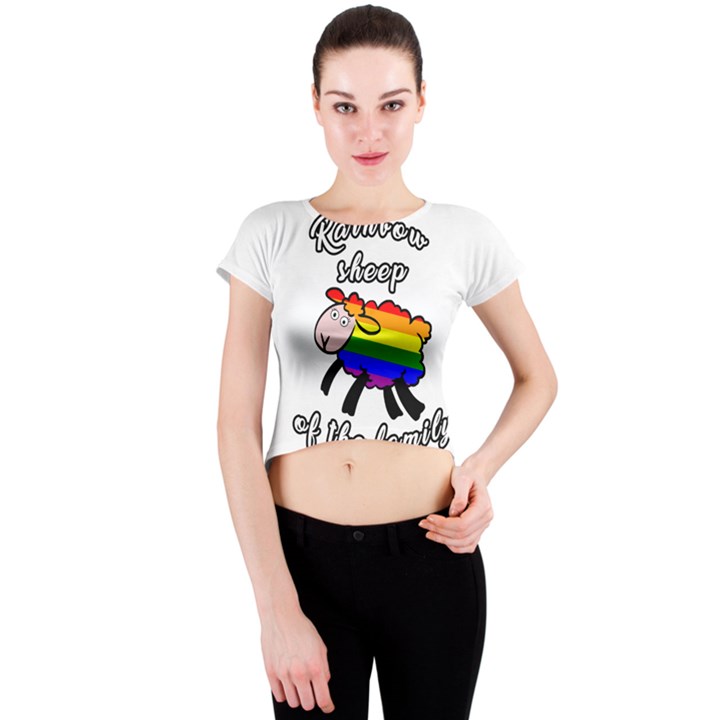 Rainbow sheep Crew Neck Crop Top