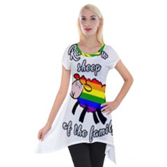 Rainbow Sheep Short Sleeve Side Drop Tunic by Valentinaart