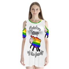 Rainbow Sheep Shoulder Cutout Velvet  One Piece by Valentinaart