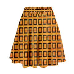 Halloween Squares Plaid Orange High Waist Skirt by Mariart