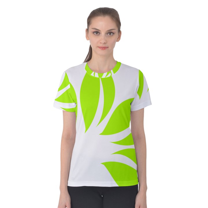 Leaf Green White Women s Cotton Tee