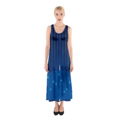 Rain Blue Sky Water Black Line Sleeveless Maxi Dress by Mariart