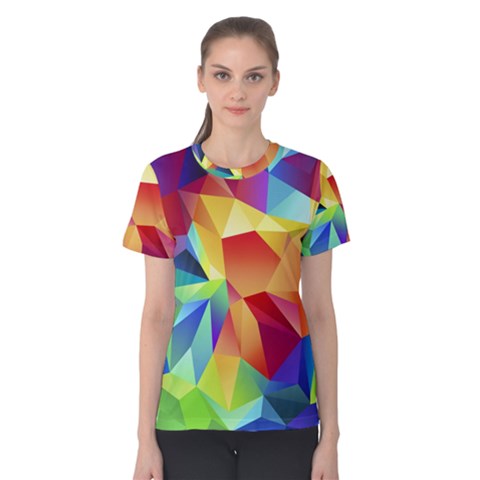 Triangles Space Rainbow Color Women s Cotton Tee by Mariart