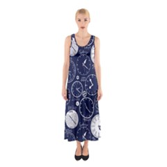 World Clocks Sleeveless Maxi Dress by Mariart