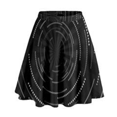 Abstract Black White Geometric Arcs Triangles Wicker Structural Texture Hole Circle High Waist Skirt by Mariart