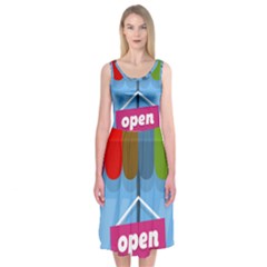 Store Open Color Rainbow Glass Orange Red Blue Brown Green Pink Midi Sleeveless Dress by Mariart