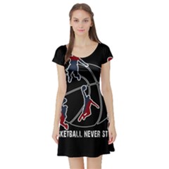 Basketball Never Stops Short Sleeve Skater Dress by Valentinaart