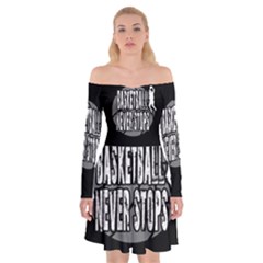 Basketball Never Stops Off Shoulder Skater Dress by Valentinaart