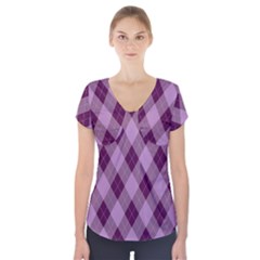 Plaid Pattern Short Sleeve Front Detail Top by Valentinaart