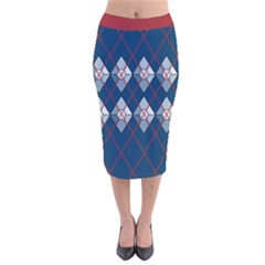 Diamonds And Lasers Argyle  Velvet Midi Pencil Skirt by emilyzragz