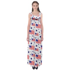 Flag Of The Usa Pattern Empire Waist Maxi Dress by EDDArt