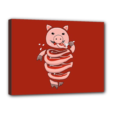 Red Stupid Self Eating Gluttonous Pig Canvas 16  X 12  by CreaturesStore