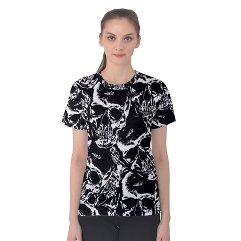 Skulls Pattern Women s Cotton Tee by ValentinaDesign