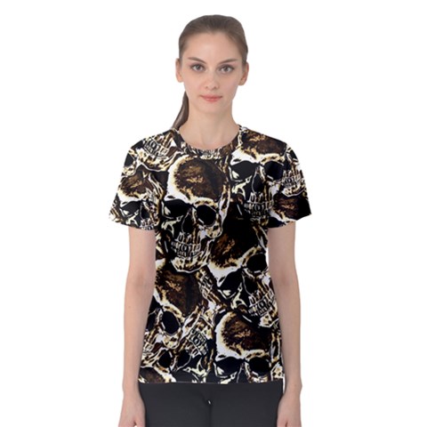 Skull Pattern Women s Sport Mesh Tee by ValentinaDesign