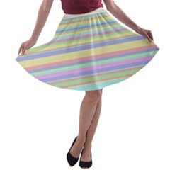 All Ratios Color Rainbow Pink Yellow Blue Green A-line Skater Skirt by Mariart