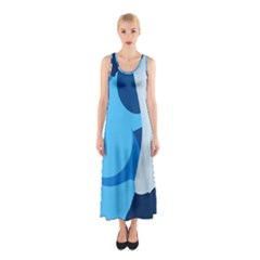 Blue Polka Sleeveless Maxi Dress by Mariart