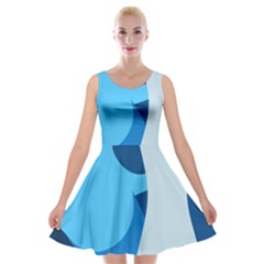 Blue Polka Velvet Skater Dress by Mariart