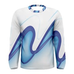 Glittering Abstract Lines Blue Wave Chefron Men s Long Sleeve Tee by Mariart