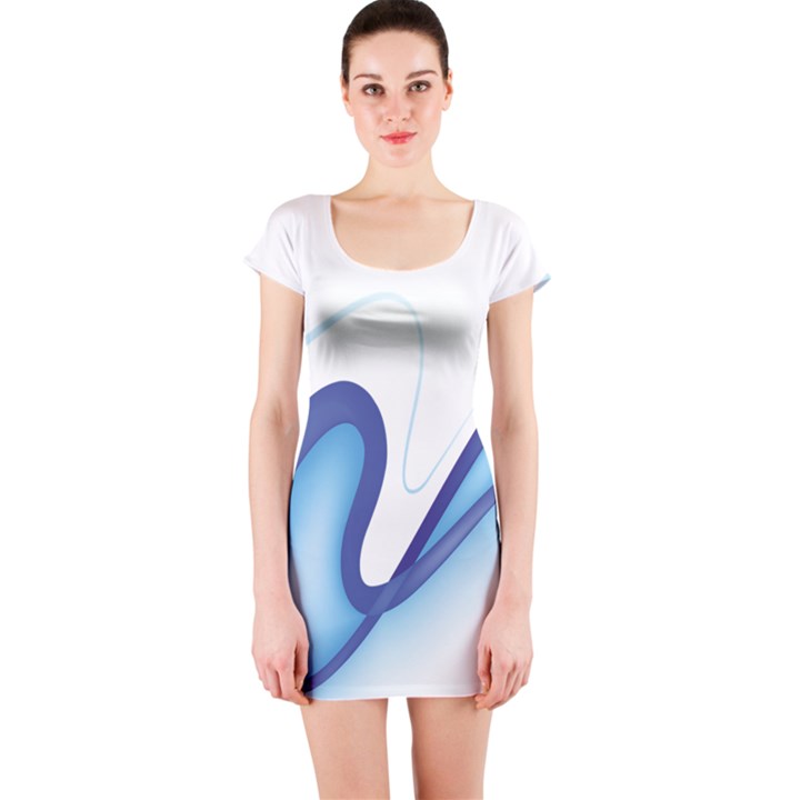 Glittering Abstract Lines Blue Wave Chefron Short Sleeve Bodycon Dress