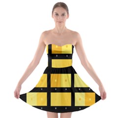 Horizontal Color Scheme Plaid Black Yellow Strapless Bra Top Dress by Mariart