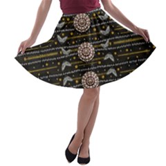 Pearls And Hearts Of Love In Harmony A-line Skater Skirt by pepitasart