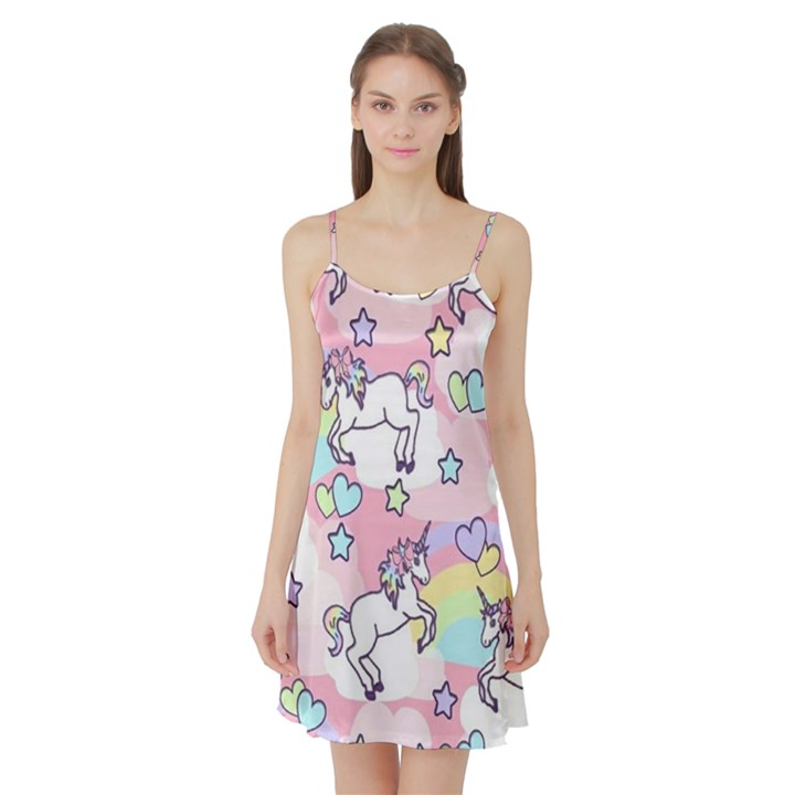 Unicorn Rainbow Satin Night Slip