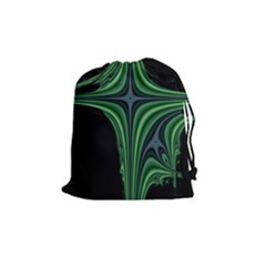 Line Light Star Green Black Space Drawstring Pouches (medium)  by Mariart