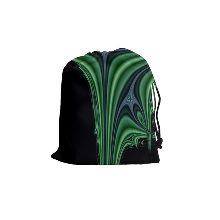 Line Light Star Green Black Space Drawstring Pouches (Medium) 