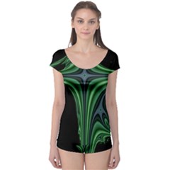 Line Light Star Green Black Space Boyleg Leotard  by Mariart