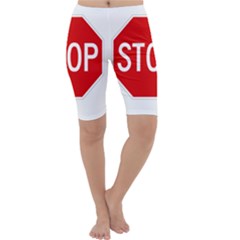 Stop Sign Cropped Leggings  by Valentinaart