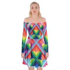 Rainbow Chem Trails Off Shoulder Skater Dress by Nexatart