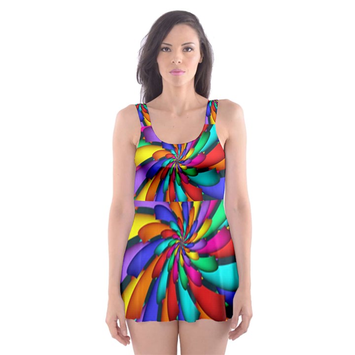 Star Flower Color Rainbow Skater Dress Swimsuit