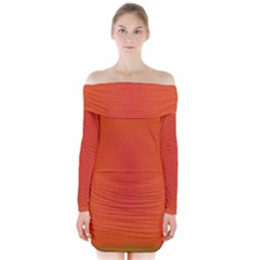 Scarlet Pimpernel Writing Orange Green Long Sleeve Off Shoulder Dress by Mariart