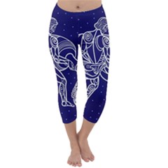 Aquarius Zodiac Star Capri Winter Leggings  by Mariart