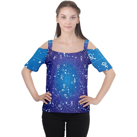 Astrology Illness Prediction Zodiac Star Women s Cutout Shoulder Tee by Mariart