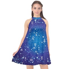 Astrology Illness Prediction Zodiac Star Halter Neckline Chiffon Dress  by Mariart