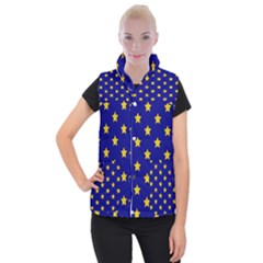 Star Pattern Women s Button Up Puffer Vest by Nexatart