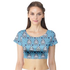 Funny Cow Pattern Short Sleeve Crop Top (tight Fit) by Nexatart