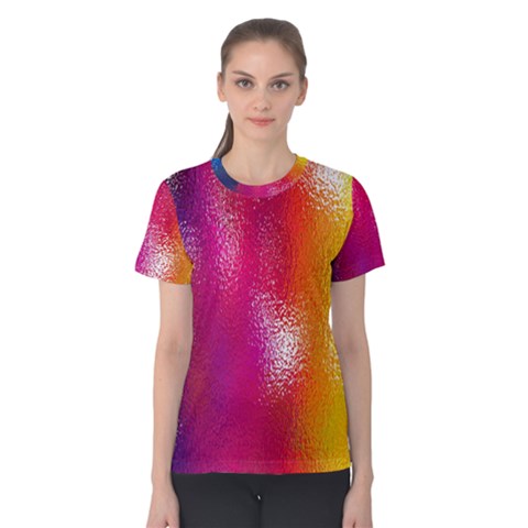 Color Glass Rainbow Green Yellow Gold Pink Purple Red Blue Women s Cotton Tee by Mariart