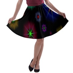 Star Space Galaxy Rainboiw Circle Wave Chevron A-line Skater Skirt by Mariart