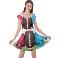 Helmet Ball Football America Sport Red Brown Blue Green Cap Sleeve Dresses by Mariart