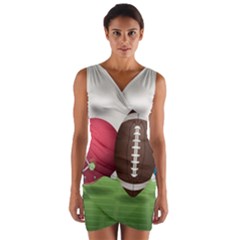 Helmet Ball Football America Sport Red Brown Blue Green Wrap Front Bodycon Dress by Mariart