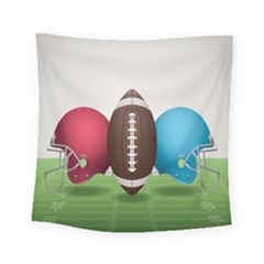 Helmet Ball Football America Sport Red Brown Blue Green Square Tapestry (small) by Mariart